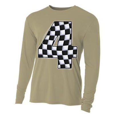 4 Year Old Pit Crew Car Racing 4th Birthday Race Car Cooling Performance Long Sleeve Crew