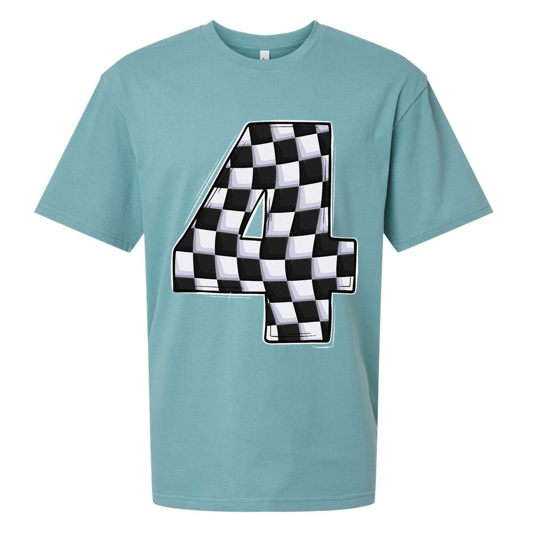 4 Year Old Pit Crew Car Racing 4th Birthday Race Car Sueded Cloud Jersey T-Shirt