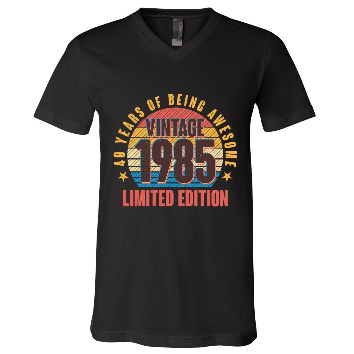 40 Years Of Being Awesome 1985 Limited Edition Vintage Retro V-Neck T-Shirt