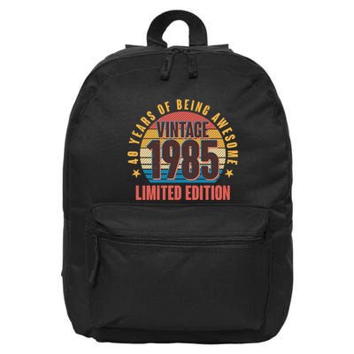 40 Years Of Being Awesome 1985 Limited Edition Vintage Retro 16 in Basic Backpack