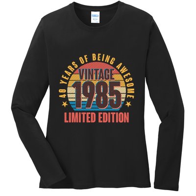 40 Years Of Being Awesome 1985 Limited Edition Vintage Retro Ladies Long Sleeve Shirt