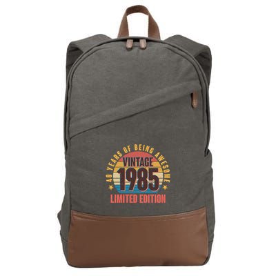40 Years Of Being Awesome 1985 Limited Edition Vintage Retro Cotton Canvas Backpack