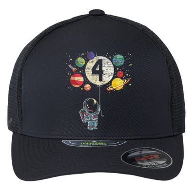 4 Years Old Birthday Boy Gifts Astronaut 4th Birthday Flexfit Unipanel Trucker Cap