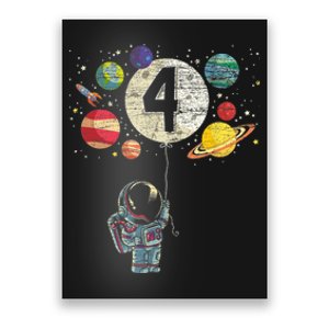 4 Years Old Birthday Boy Gifts Astronaut 4th Birthday Poster