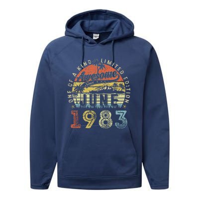 40 Year Old Awesome Since June 1983 40th Birthday Performance Fleece Hoodie