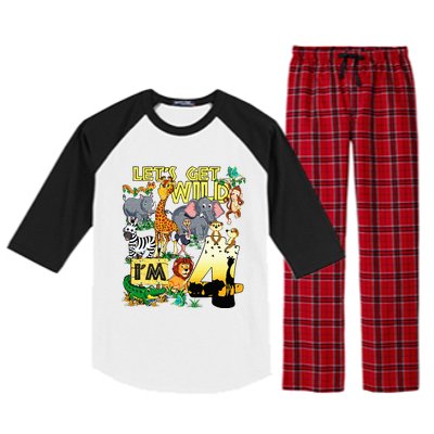 4 Year Old Zoo Safari Birthday Party Tee Lets Get Wild Im 4 Raglan Sleeve Pajama Set