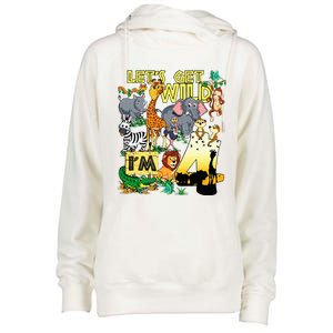 4 Year Old Zoo Safari Birthday Party Tee Lets Get Wild Im 4 Womens Funnel Neck Pullover Hood