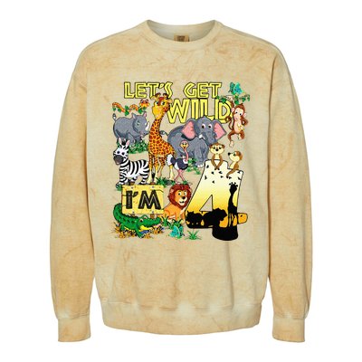 4 Year Old Zoo Safari Birthday Party Tee Lets Get Wild Im 4 Colorblast Crewneck Sweatshirt