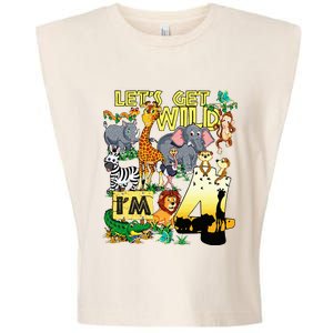 4 Year Old Zoo Safari Birthday Party Tee Lets Get Wild Im 4 Garment-Dyed Women's Muscle Tee