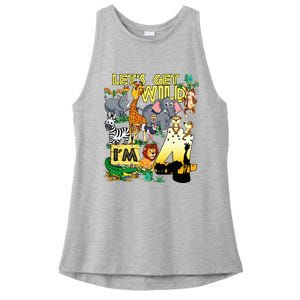 4 Year Old Zoo Safari Birthday Party Tee Lets Get Wild Im 4 Ladies PosiCharge Tri-Blend Wicking Tank