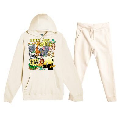 4 Year Old Zoo Safari Birthday Party Tee Lets Get Wild Im 4 Premium Hooded Sweatsuit Set