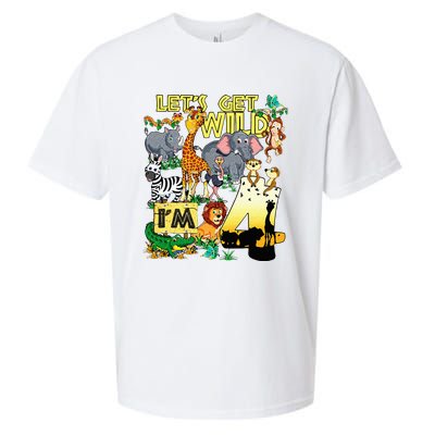 4 Year Old Zoo Safari Birthday Party Tee Lets Get Wild Im 4 Sueded Cloud Jersey T-Shirt