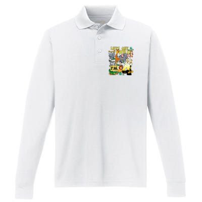 4 Year Old Zoo Safari Birthday Party Tee Lets Get Wild Im 4 Performance Long Sleeve Polo