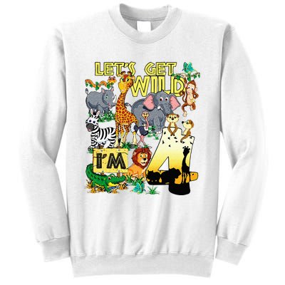 4 Year Old Zoo Safari Birthday Party Tee Lets Get Wild Im 4 Sweatshirt