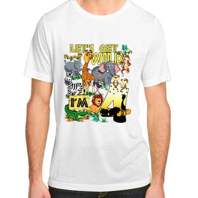 4 Year Old Zoo Safari Birthday Party Tee Lets Get Wild Im 4 Adult ChromaSoft Performance T-Shirt