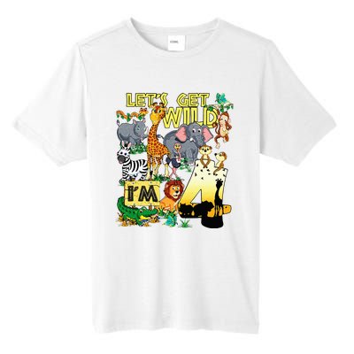 4 Year Old Zoo Safari Birthday Party Tee Lets Get Wild Im 4 Tall Fusion ChromaSoft Performance T-Shirt