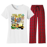 4 Year Old Zoo Safari Birthday Party Tee Lets Get Wild Im 4 Women's Flannel Pajama Set