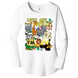 4 Year Old Zoo Safari Birthday Party Tee Lets Get Wild Im 4 Women's Perfect Tri Tunic Long Sleeve Shirt