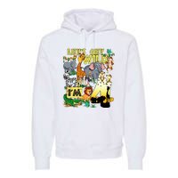 4 Year Old Zoo Safari Birthday Party Tee Lets Get Wild Im 4 Premium Hoodie