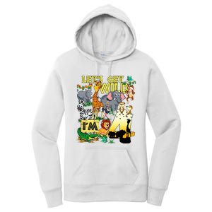 4 Year Old Zoo Safari Birthday Party Tee Lets Get Wild Im 4 Women's Pullover Hoodie