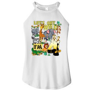 4 Year Old Zoo Safari Birthday Party Tee Lets Get Wild Im 4 Women's Perfect Tri Rocker Tank