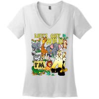 4 Year Old Zoo Safari Birthday Party Tee Lets Get Wild Im 4 Women's V-Neck T-Shirt