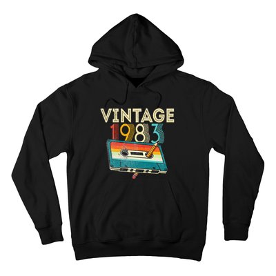 40 Year Old Gifts Vintage 1983 Cassette Tape 40th Birthday Hoodie