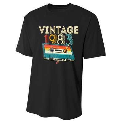 40 Year Old Gifts Vintage 1983 Cassette Tape 40th Birthday Performance Sprint T-Shirt