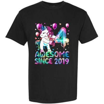 4 Years Old Unicorn Flossing 4th Birthday Girl Unicorn Party Garment-Dyed Heavyweight T-Shirt