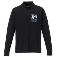 4 Years Old Unicorn Flossing 4th Birthday Girl Unicorn Party Performance Long Sleeve Polo