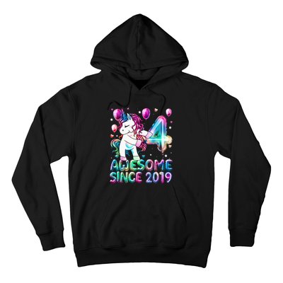 4 Years Old Unicorn Flossing 4th Birthday Girl Unicorn Party Hoodie