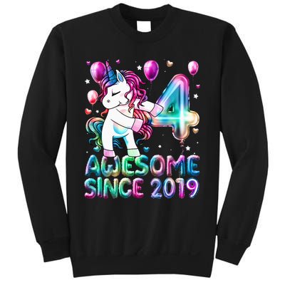 4 Years Old Unicorn Flossing 4th Birthday Girl Unicorn Party Sweatshirt