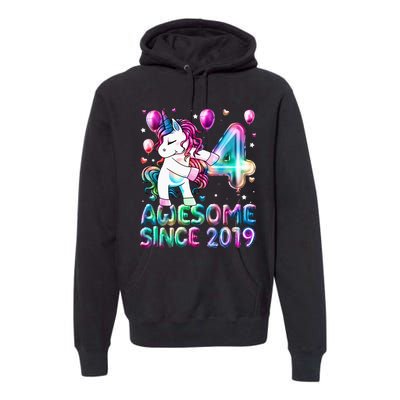 4 Years Old Unicorn Flossing 4th Birthday Girl Unicorn Party Premium Hoodie