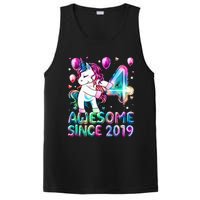 4 Years Old Unicorn Flossing 4th Birthday Girl Unicorn Party PosiCharge Competitor Tank