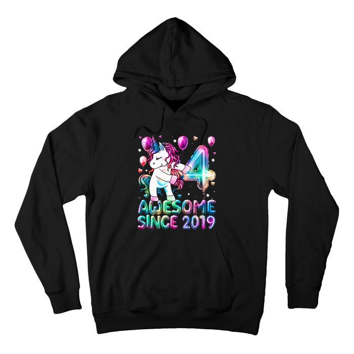 4 Years Old Unicorn Flossing 4th Birthday Girl Unicorn Party Tall Hoodie