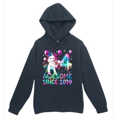 4 Years Old Unicorn Flossing 4th Birthday Girl Unicorn Party Urban Pullover Hoodie