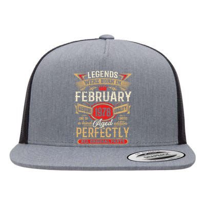 45 Year Old Legends Born In February 1978 45th Birthday Gift Flat Bill Trucker Hat