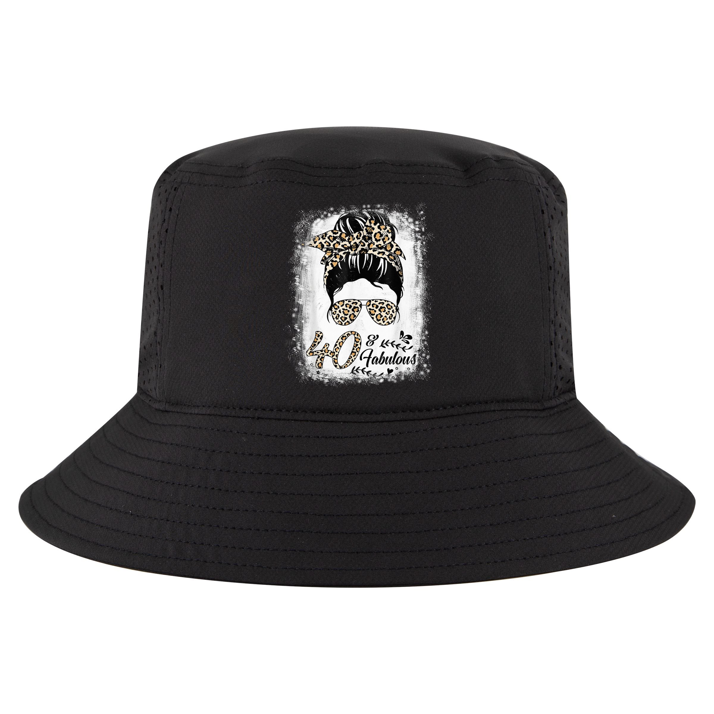 40 Years Old Fabulous Messy Bun Leopard 40th Birthday Cool Comfort Performance Bucket Hat