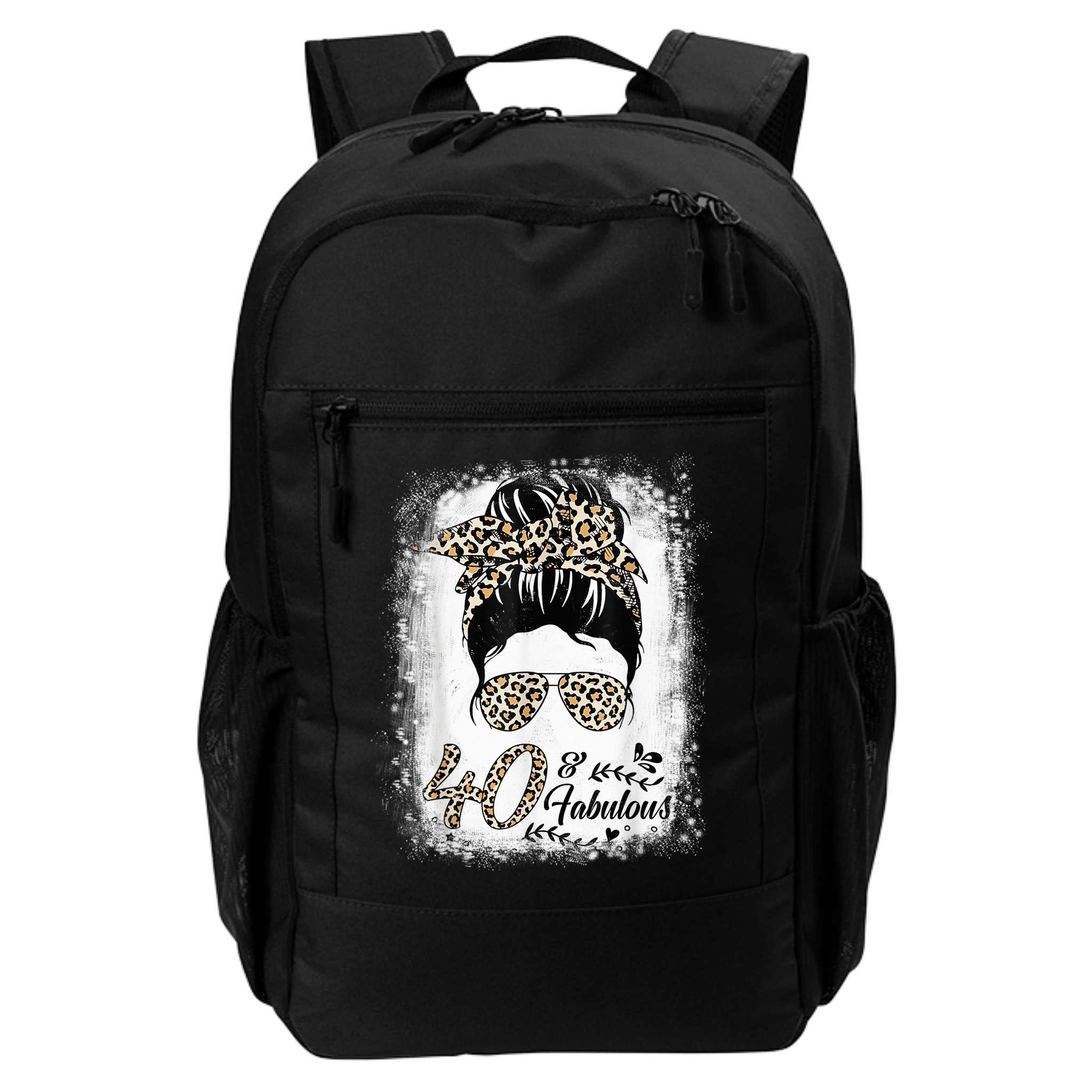 40 Years Old Fabulous Messy Bun Leopard 40th Birthday Backpack