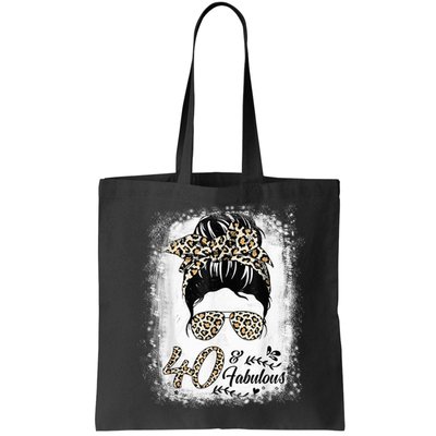 40 Years Old Fabulous Messy Bun Leopard 40th Birthday Bag