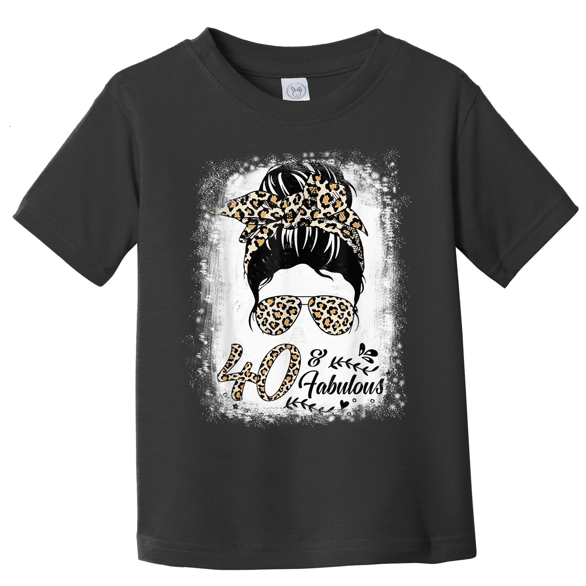 40 Years Old Fabulous Messy Bun Leopard 40th Birthday Toddler T-Shirt