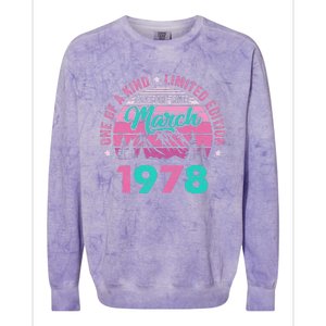 45 Years Old Awesome Since March 1978 45Th Birthday Women Colorblast Crewneck Sweatshirt