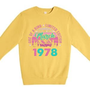 45 Years Old Awesome Since March 1978 45Th Birthday Women Premium Crewneck Sweatshirt