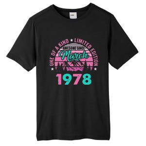 45 Years Old Awesome Since March 1978 45Th Birthday Women Tall Fusion ChromaSoft Performance T-Shirt