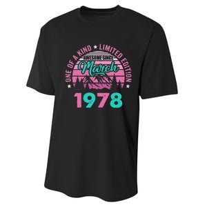 45 Years Old Awesome Since March 1978 45Th Birthday Women Performance Sprint T-Shirt