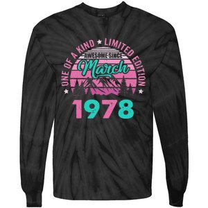 45 Years Old Awesome Since March 1978 45Th Birthday Women Tie-Dye Long Sleeve Shirt