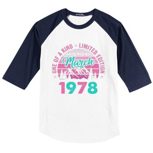 45 Years Old Awesome Since March 1978 45Th Birthday Women Baseball Sleeve Shirt