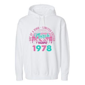 45 Years Old Awesome Since March 1978 45Th Birthday Women Garment-Dyed Fleece Hoodie