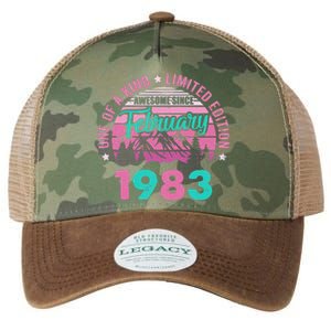 40 Years Old Awesome Since February 1983 40Th Birthday Women Legacy Tie Dye Trucker Hat