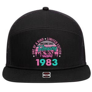 40 Years Old Awesome Since February 1983 40Th Birthday Women 7 Panel Mesh Trucker Snapback Hat